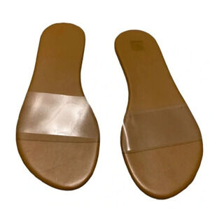 Nude Flat Slides w/ Transparent Band | Summer Beach Pool Sandals Size 9